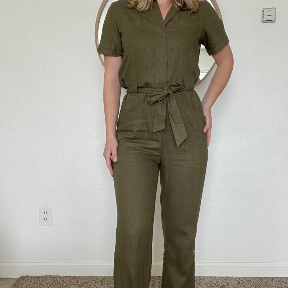 Green Linen Jumpsuit